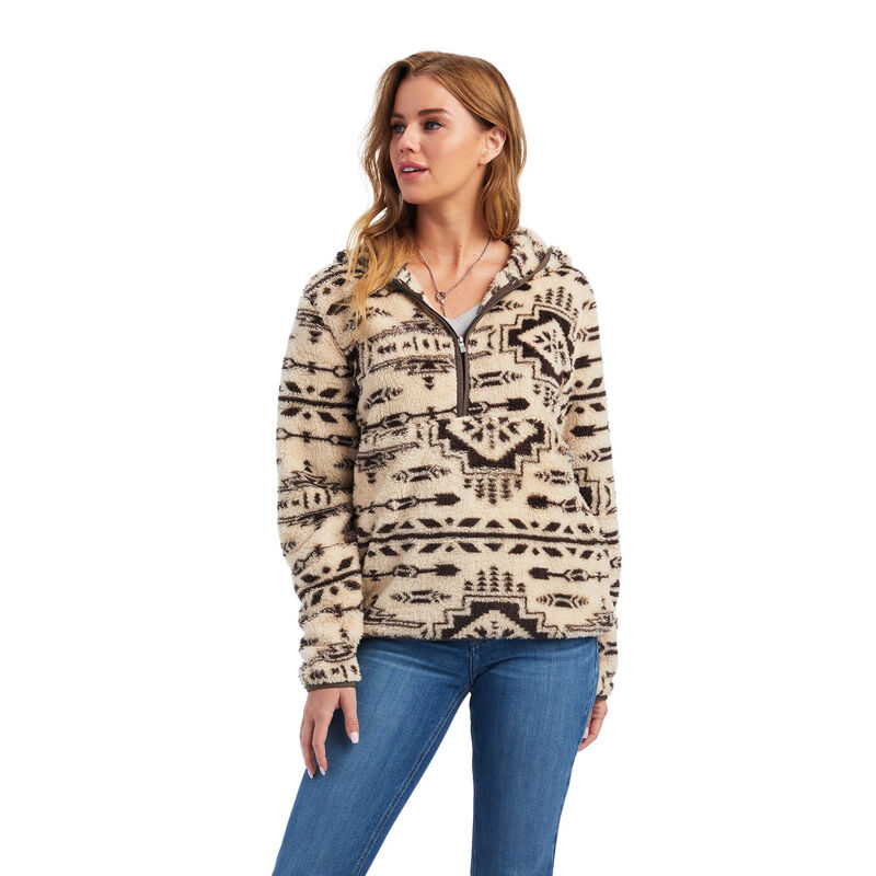 Ariat Sweatshirt Damen - Real Berber Pullover Weiß/Schwarz ( GIWHQ-0539 )